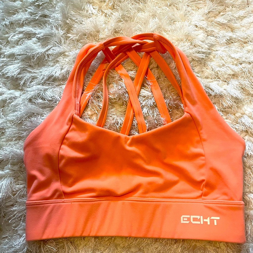 Echt salmon orange sports bra back strap top size S